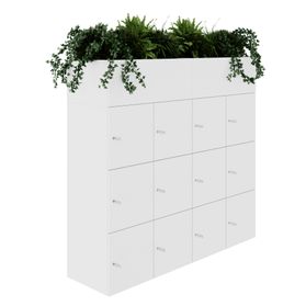CHOICE Spind | 1800 x 1704 mm, 12 Schließfächer, Blumenkästen, Weiß
