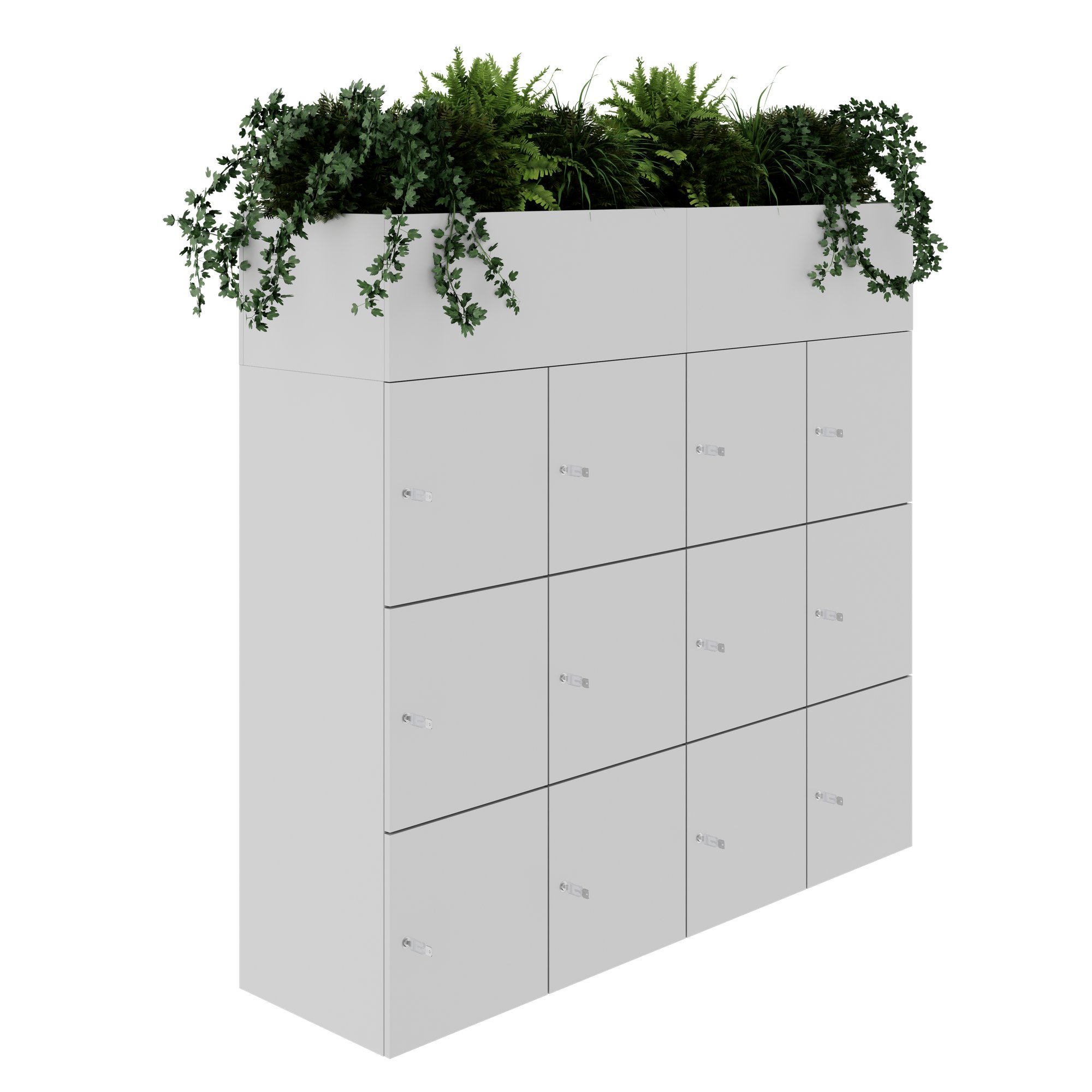CHOICE Spind | 1800 x 1704 mm, 12 Schliessfächer, Blumenkästen, Perlgrau - 1 Main Image