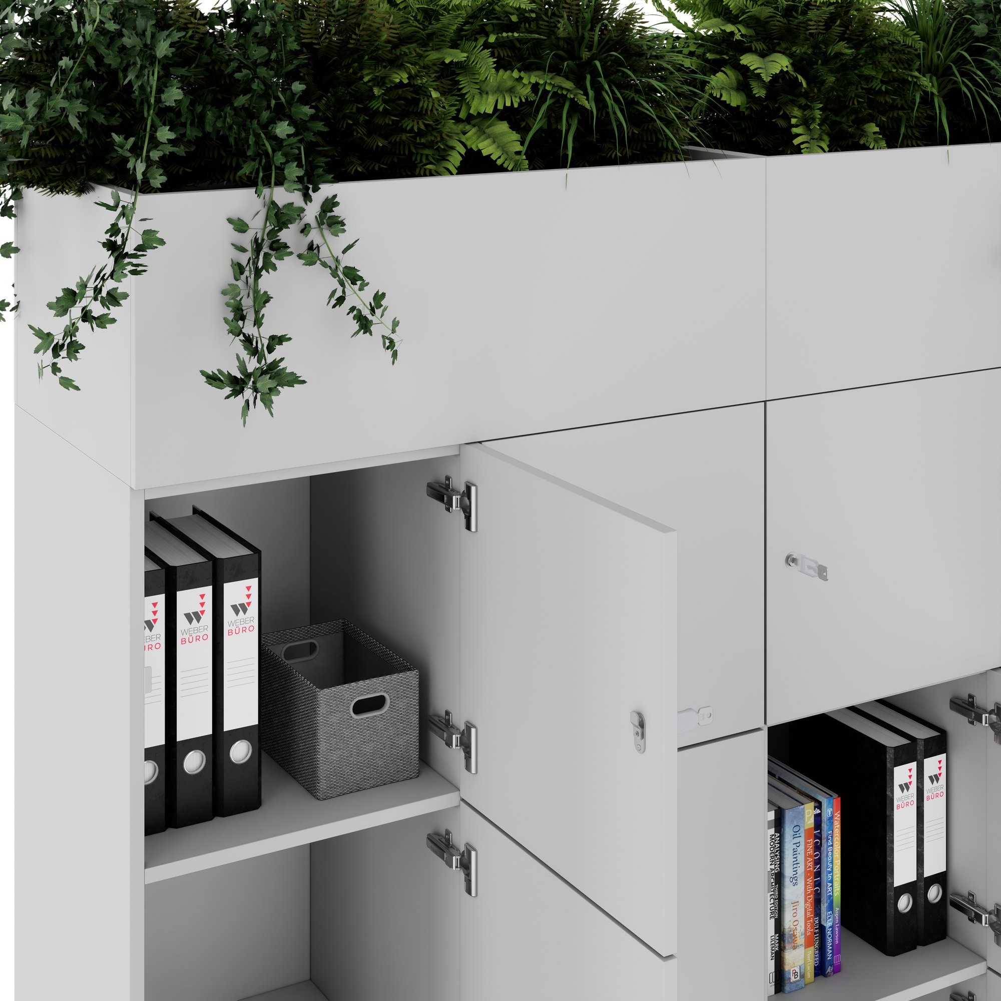 CHOICE Spind | 1800 x 1704 mm, 12 Schliessfächer, Blumenkästen, Perlgrau - 4 Main Image