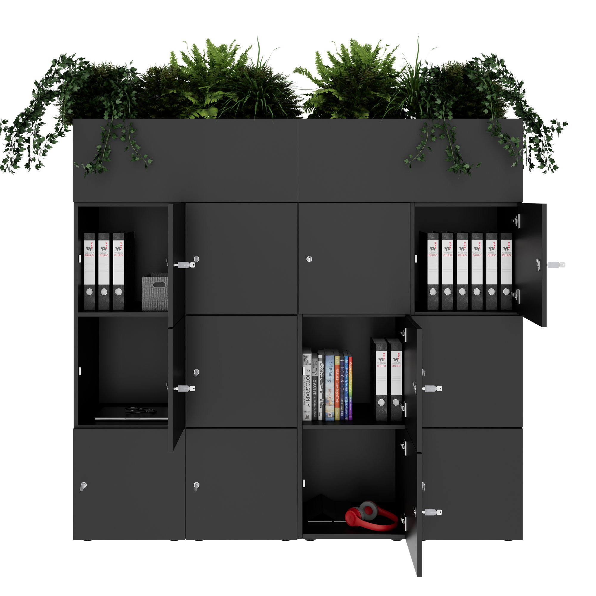 CHOICE Spind | 1800 x 1704 mm, 12 Schliessfächer, Blumenkästen, Anthrazit - 2 Main Image