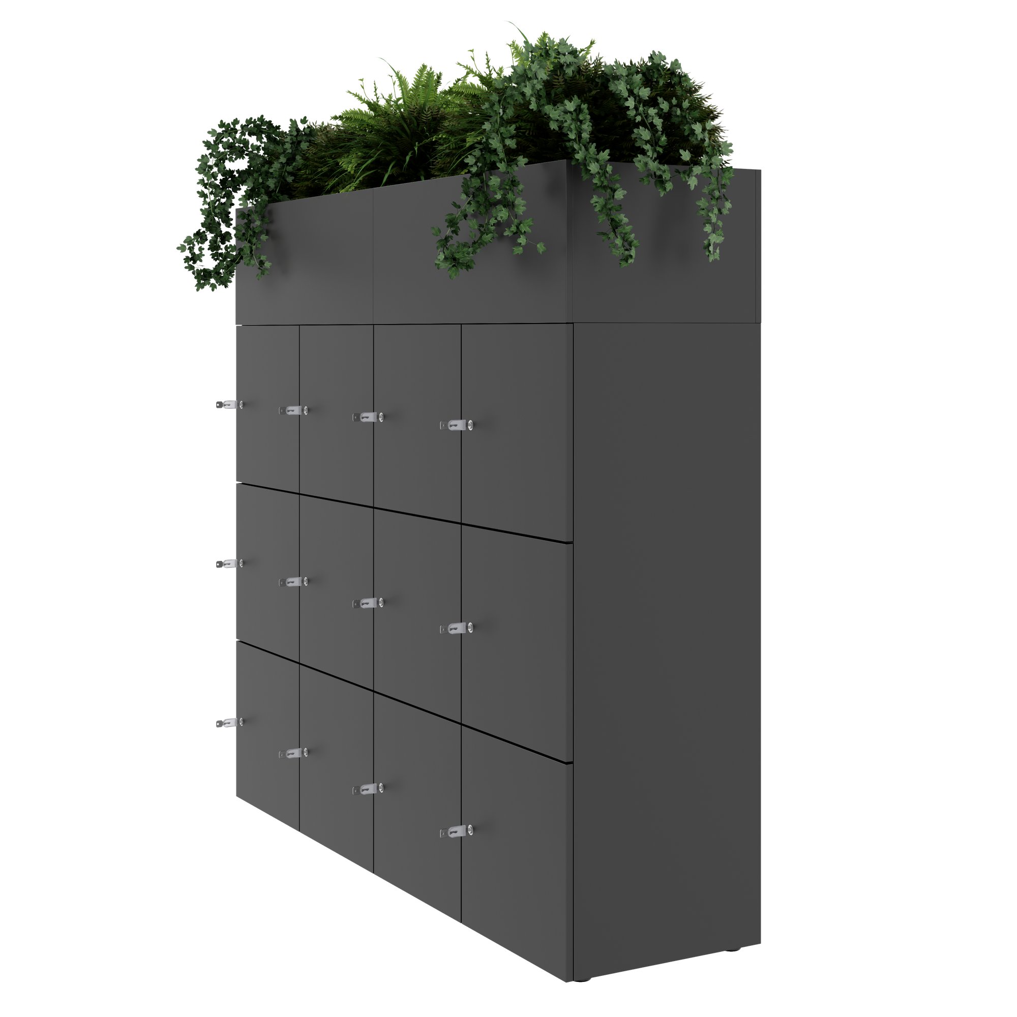 CHOICE Spind | 1800 x 1704 mm, 12 Schliessfächer, Blumenkästen, Anthrazit - 3 Main Image