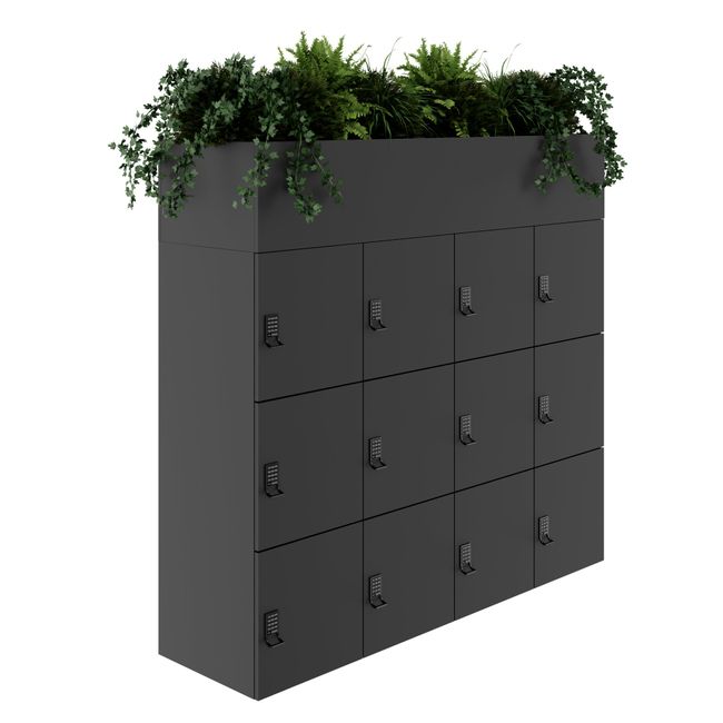 CHOICE Spind | 1800 x 1704 mm, 12 Schließfächer, Blumenkästen, Anthrazit