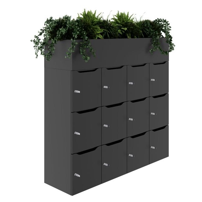 CHOICE Spind | 1800 x 1704 mm, 12 Schließfächer, Blumenkästen, Anthrazit