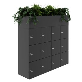 CHOICE Spind | 1800 x 1704 mm, 12 Schließfächer, Blumenkästen, Anthrazit