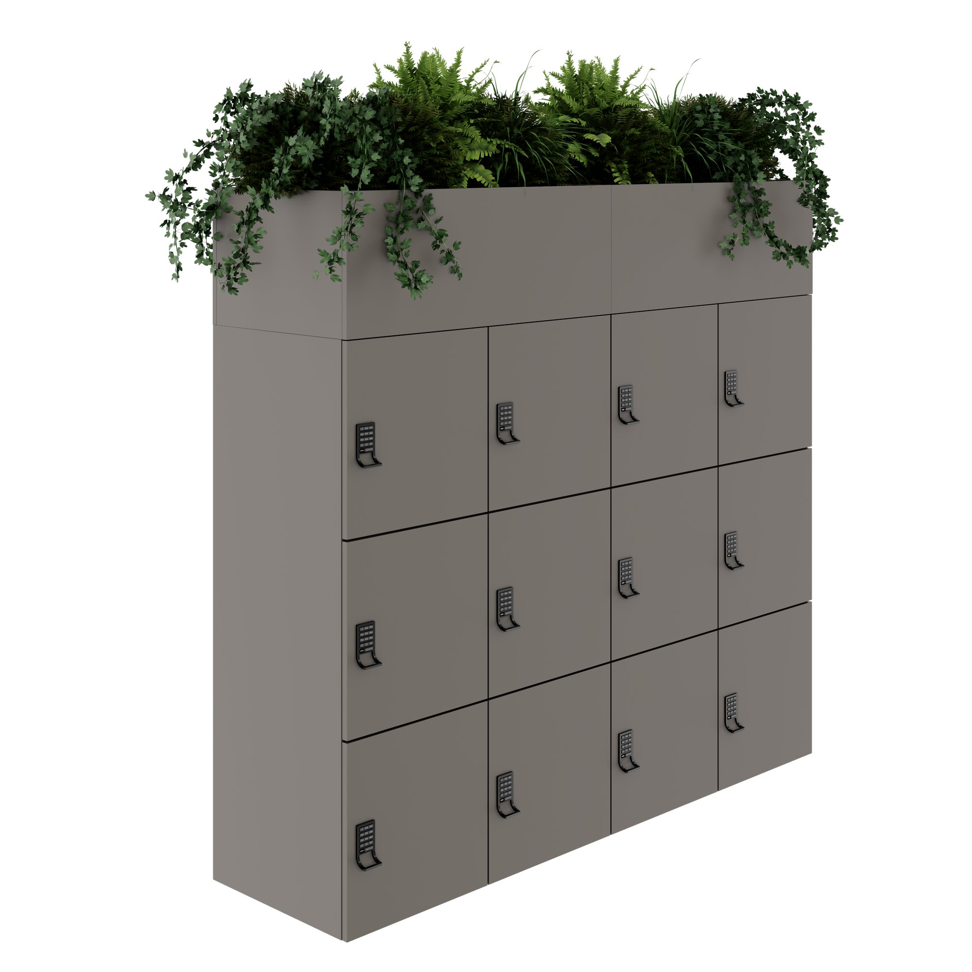 CHOICE Spind | 1800 x 1704 mm, 12 Schließfächer, Blumenkästen, Cubanitgrau - 1 Main Image