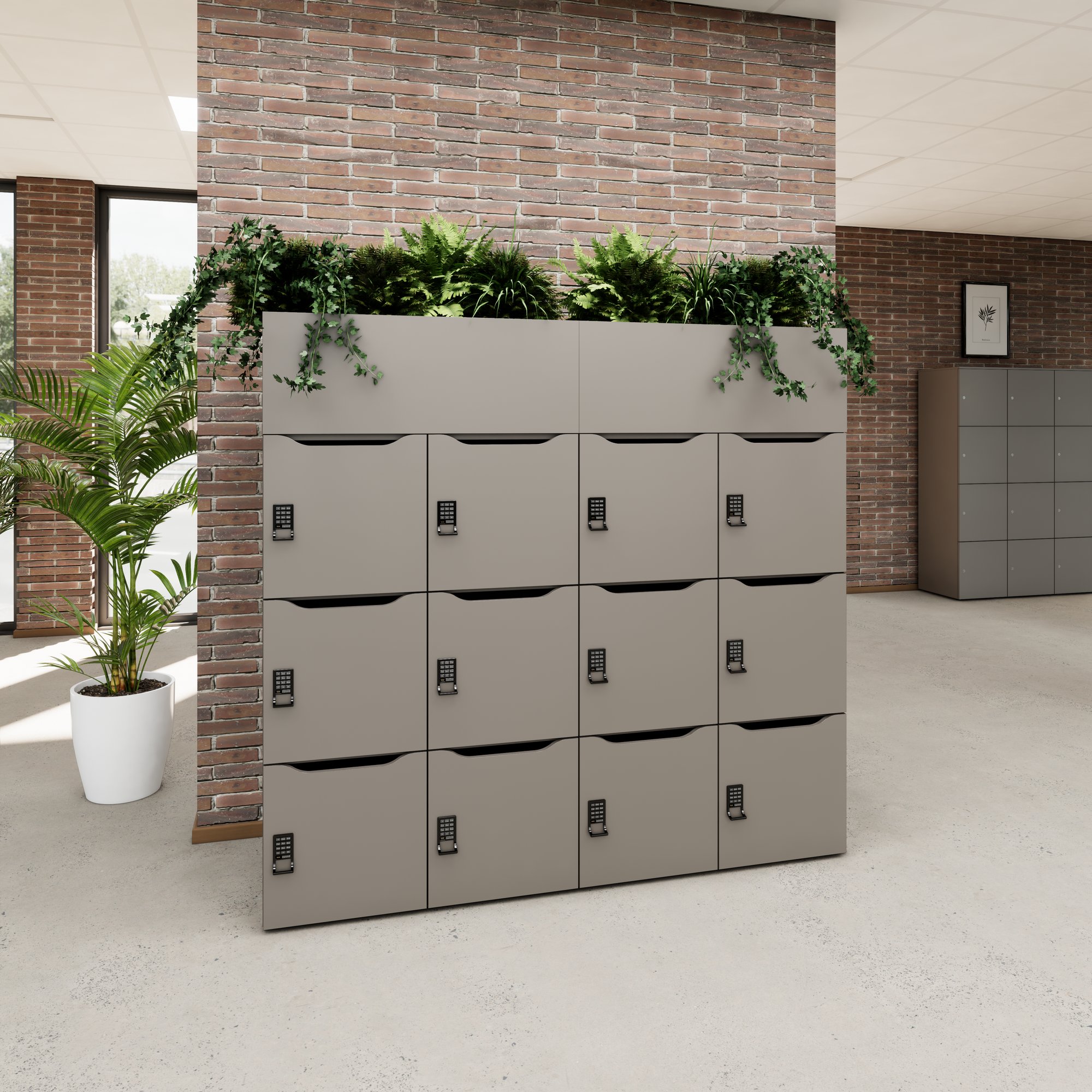 CHOICE Spind | 1800 x 1704 mm, 12 Schließfächer, Blumenkästen, Cubanitgrau - 2 Main Image