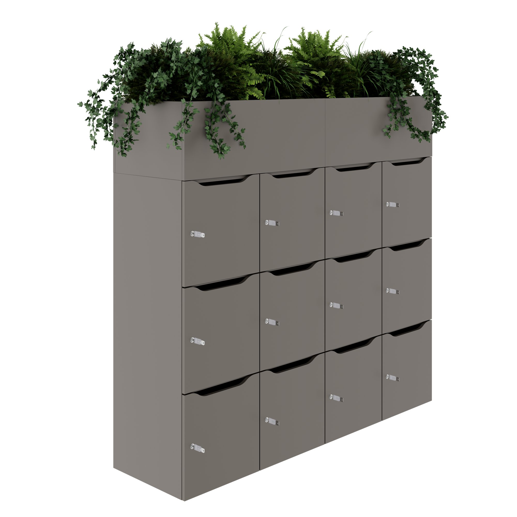CHOICE Spind | 1800 x 1704 mm, 12 Schließfächer, Blumenkästen, Cubanitgrau - 4 Main Image