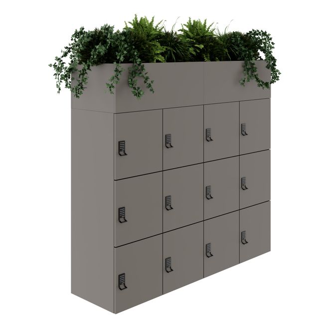 CHOICE Spind | 1800 x 1704 mm, 12 Schließfächer, Blumenkästen, Cubanitgrau