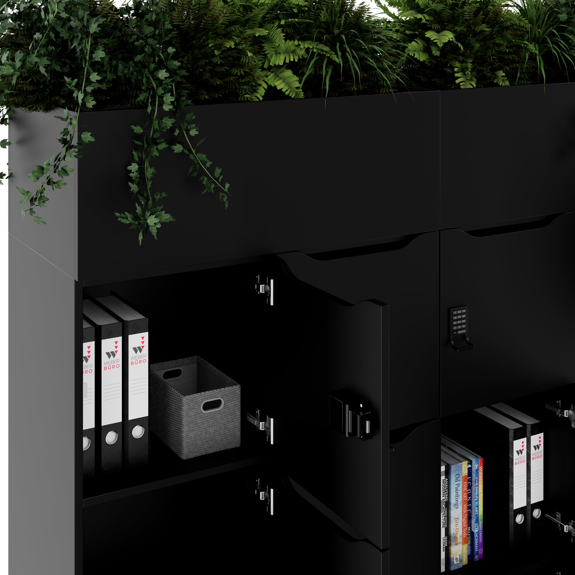 CHOICE Spind | 1800 x 1704 mm, 12 Schließfächer, Blumenkästen, Schwarz - 6 Main Image