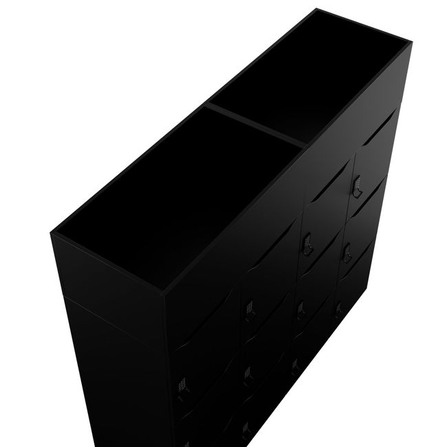 CHOICE Spind | 1800 x 1704 mm, 12 Schließfächer, Blumenkästen, Schwarz