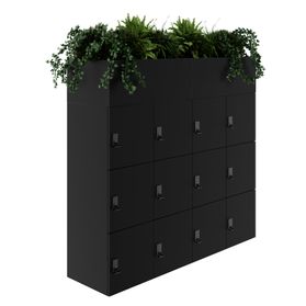 CHOICE Spind | 1800 x 1704 mm, 12 Schließfächer, Blumenkästen, Schwarz