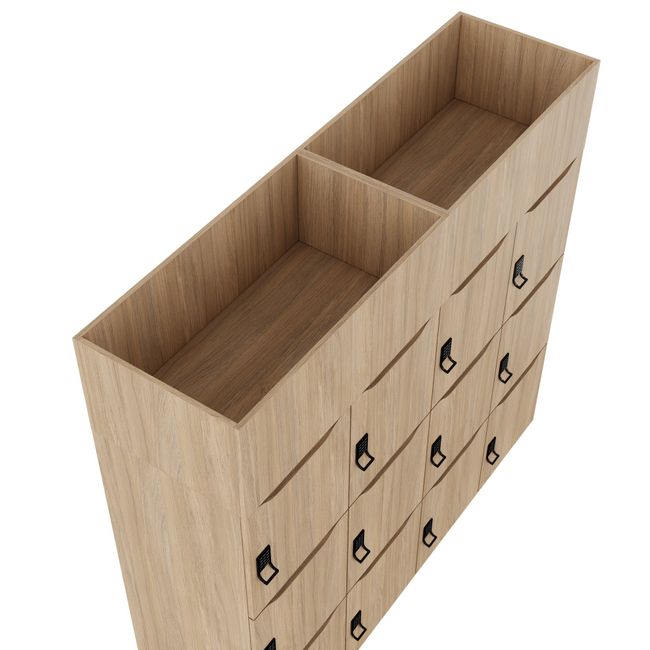 CHOICE Spind | 1800 x 1704 mm, 12 Schließfächer, Blumenkästen, Bernsteineiche