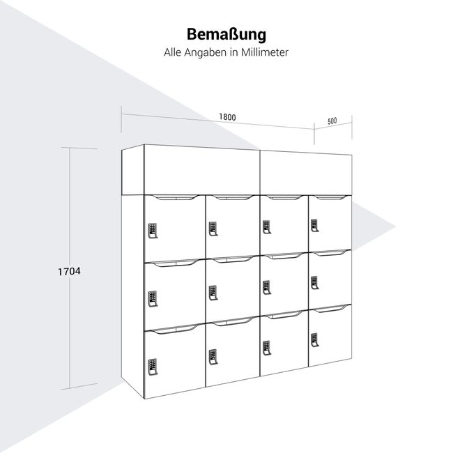 CHOICE Spind | 1800 x 1704 mm, 12 Schließfächer, Blumenkästen, Bernsteineiche