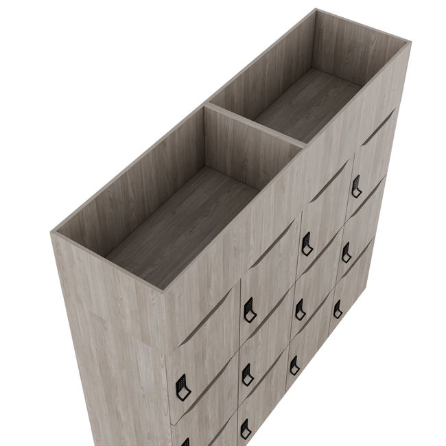 CHOICE Spind | 1800 x 1704 mm, 12 Schließfächer, Blumenkästen, Nordeiche grau