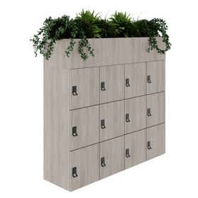 CHOICE Spind | 1800 x 1704 mm, 12 Schließfächer, Blumenkästen, Nordeiche grau