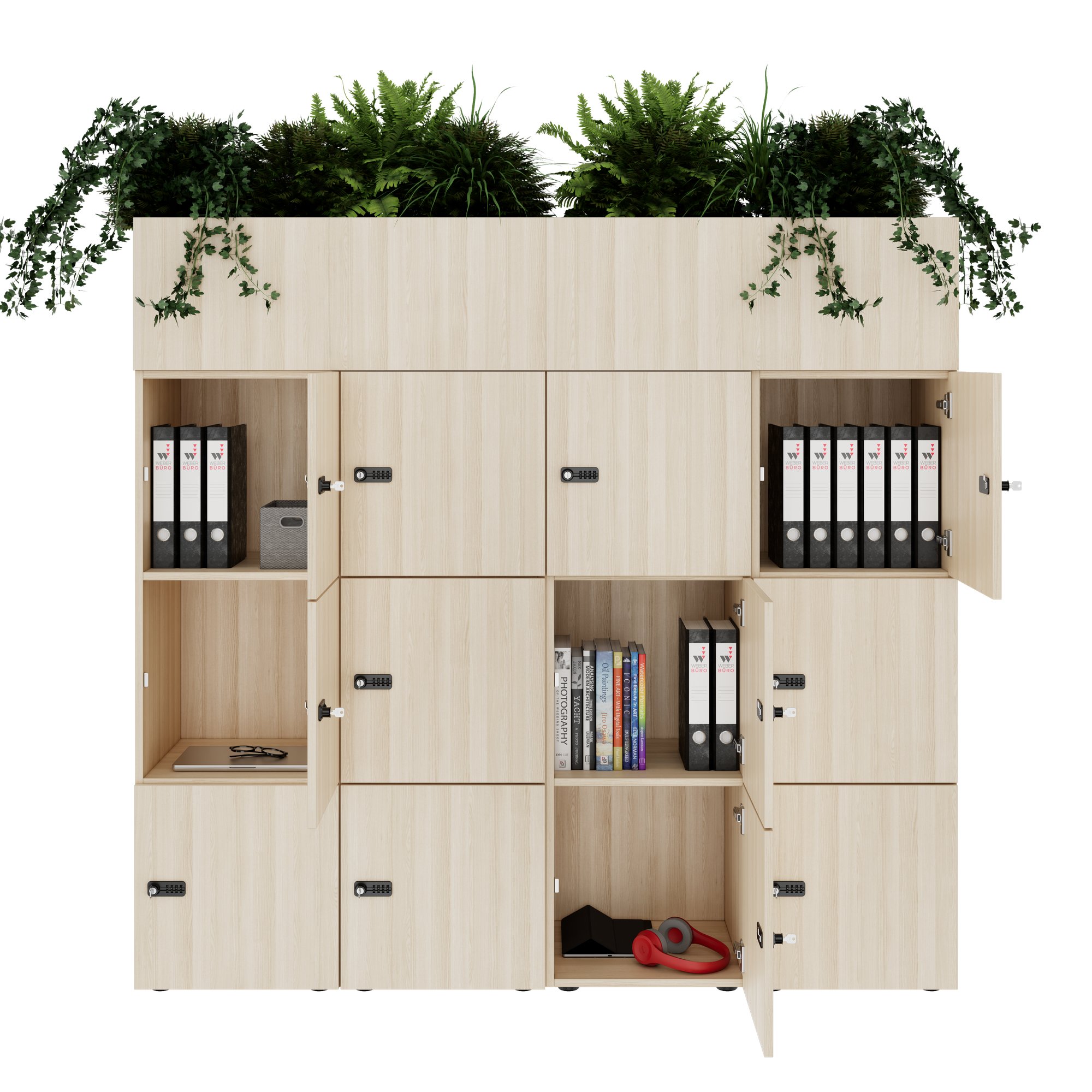 CHOICE Spind | 1800 x 1704 mm, 12 Schliessfächer, Blumenkästen, Sandesche - 5 Main Image