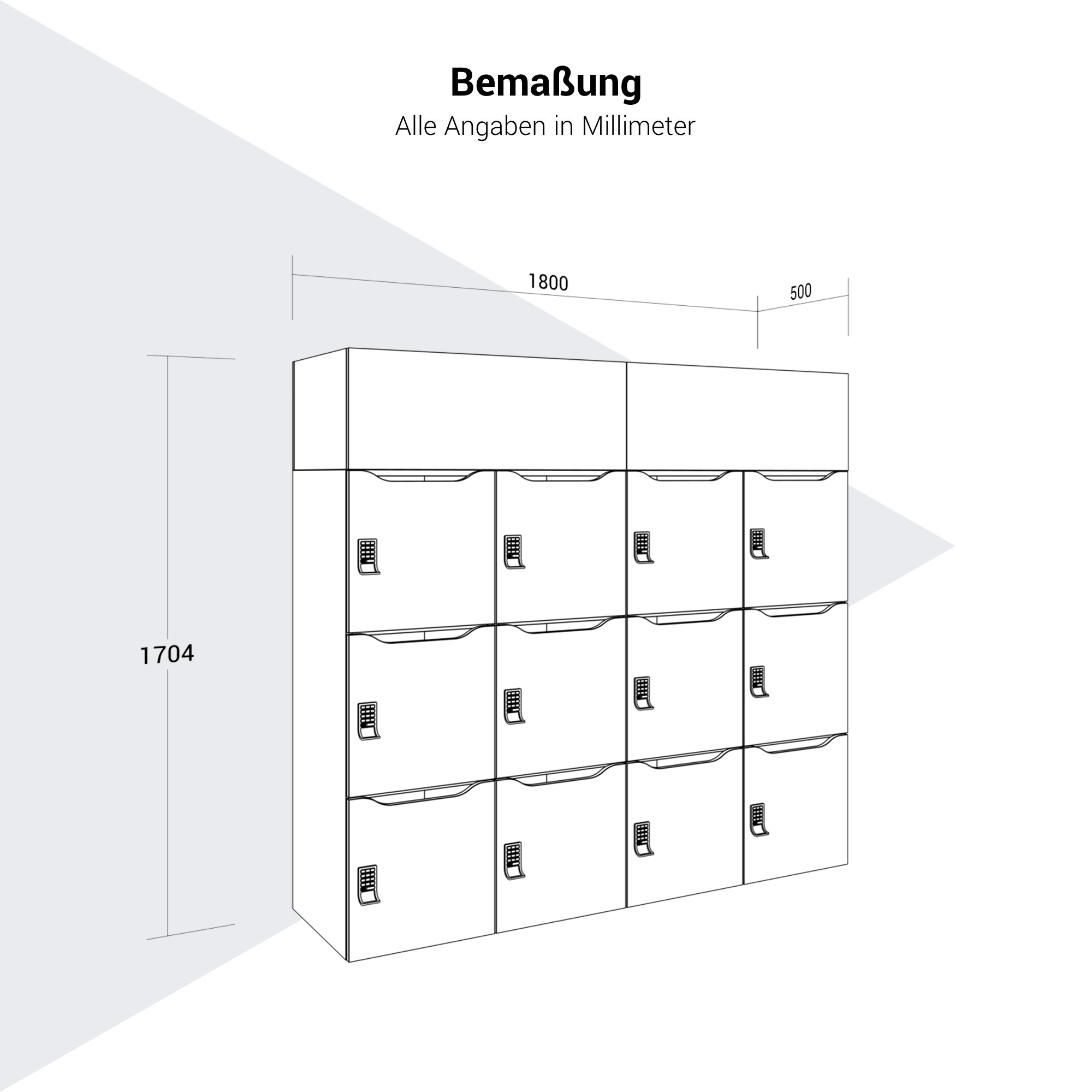 CHOICE Spind | 1800 x 1704 mm, 12 Schliessfächer, Blumenkästen, Nussbaum - 9 Main Image