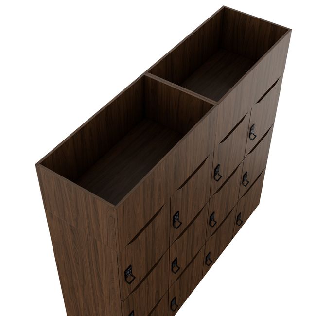 CHOICE Spind | 1800 x 1704 mm, 12 Schließfächer, Blumenkästen, Nussbaum