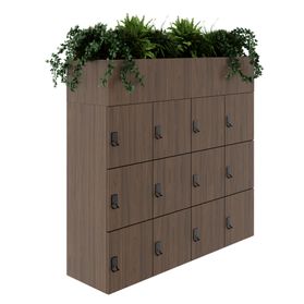 CHOICE Spind | 1800 x 1704 mm, 12 Schließfächer, Blumenkästen, Nussbaum