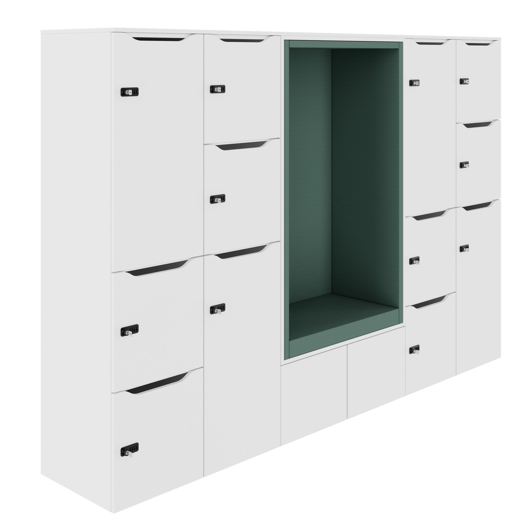 CHOICE Spind | 2706 x 1836 mm, 12 Schliessfächer, Sitznische, Weiss - 1 Main Image