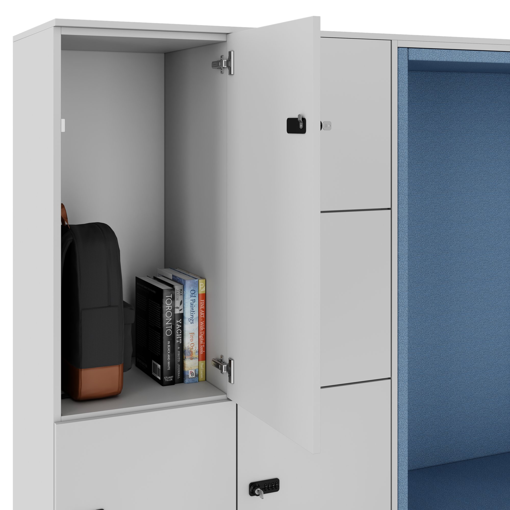 CHOICE Spind | 2706 x 1836 mm, 12 Schliessfächer, Sitznische, Perlgrau - 4 Main Image