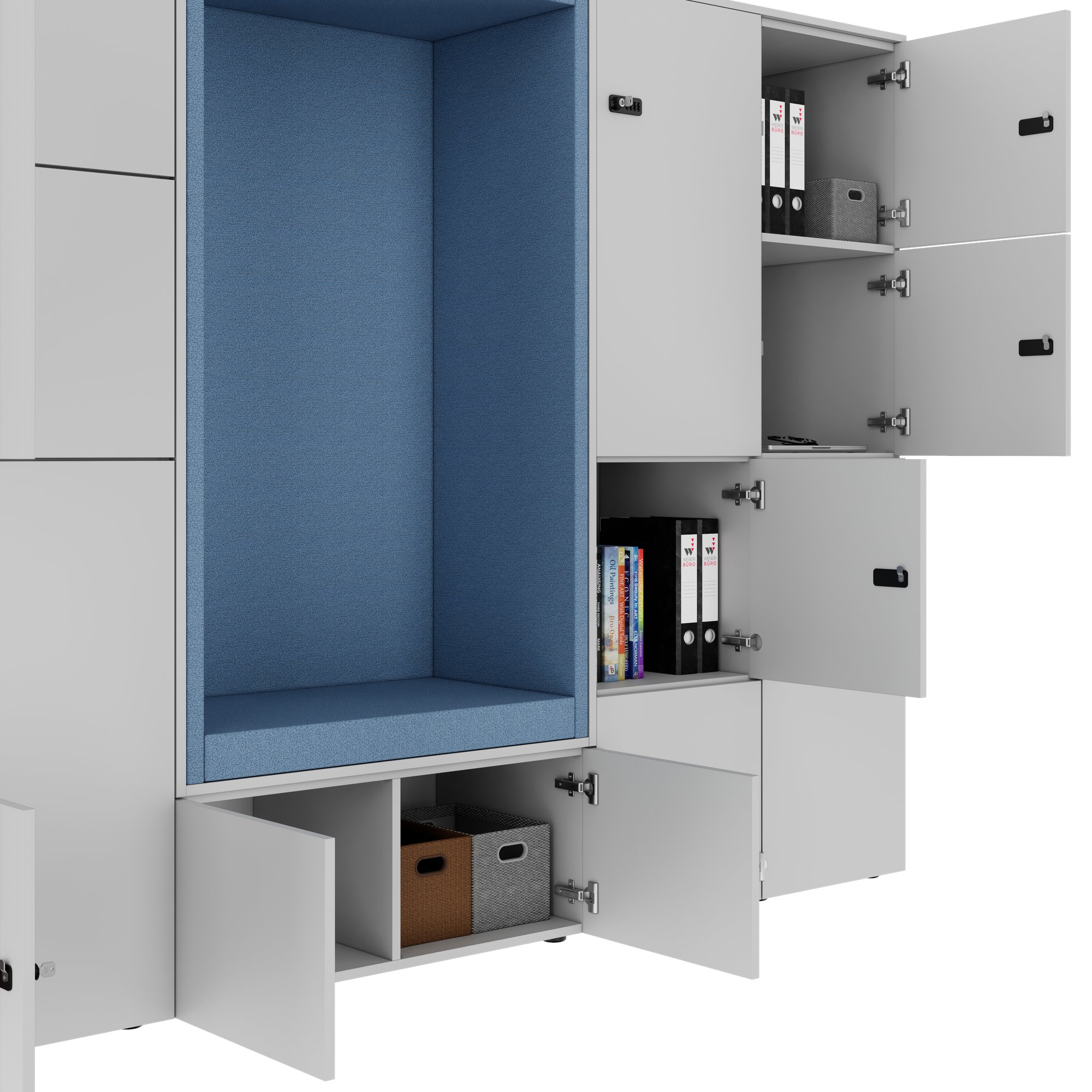 CHOICE Spind | 2706 x 1836 mm, 12 Schliessfächer, Sitznische, Perlgrau - 5 Main Image