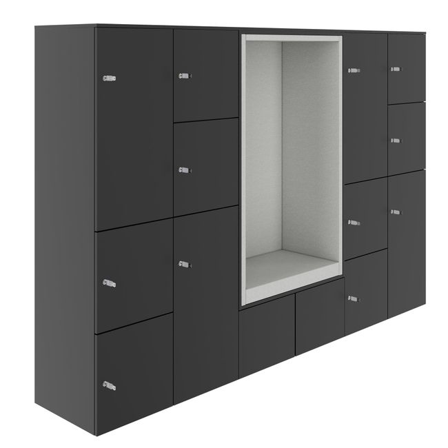CHOICE Spind | 2706 x 1836 mm, 12 Schließfächer, Sitznische, Anthrazit