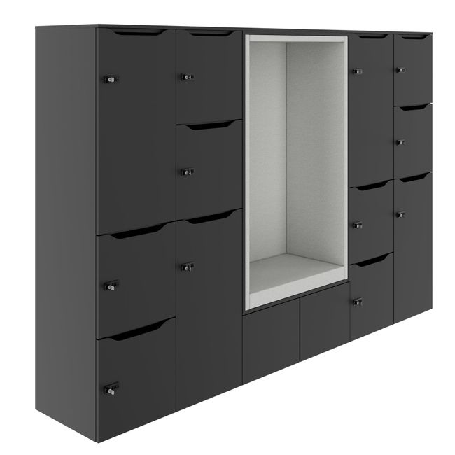 CHOICE Spind | 2706 x 1836 mm, 12 Schließfächer, Sitznische, Anthrazit