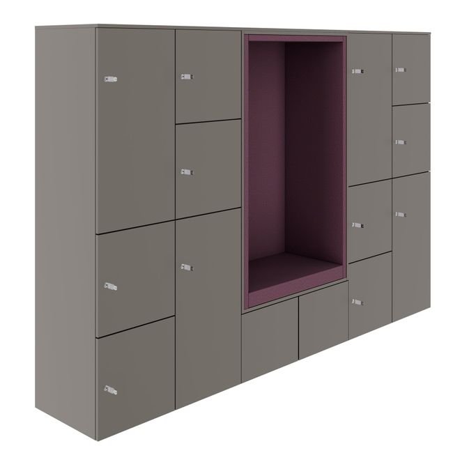 CHOICE Spind | 2706 x 1836 mm, 12 Schließfächer, Sitznische, Cubanitgrau