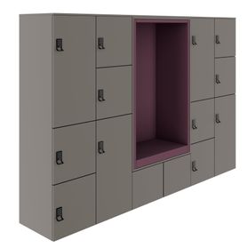 CHOICE Spind | 2706 x 1836 mm, 12 Schließfächer, Sitznische, Cubanitgrau