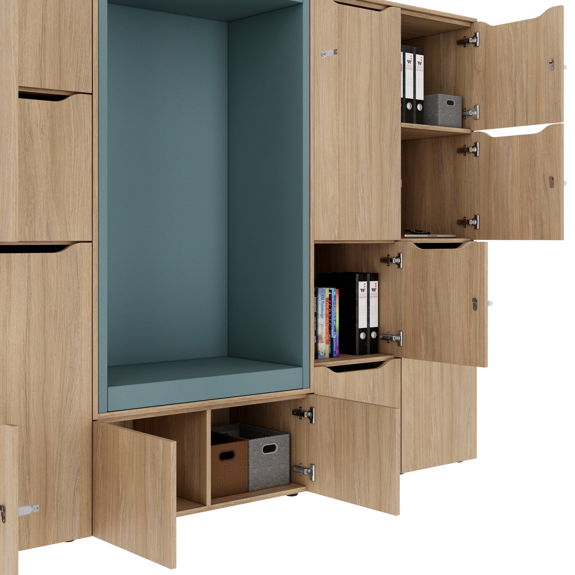 CHOICE Spind | 2706 x 1836 mm, 12 Schliessfächer, Sitznische, Bernsteineiche - 5 Main Image