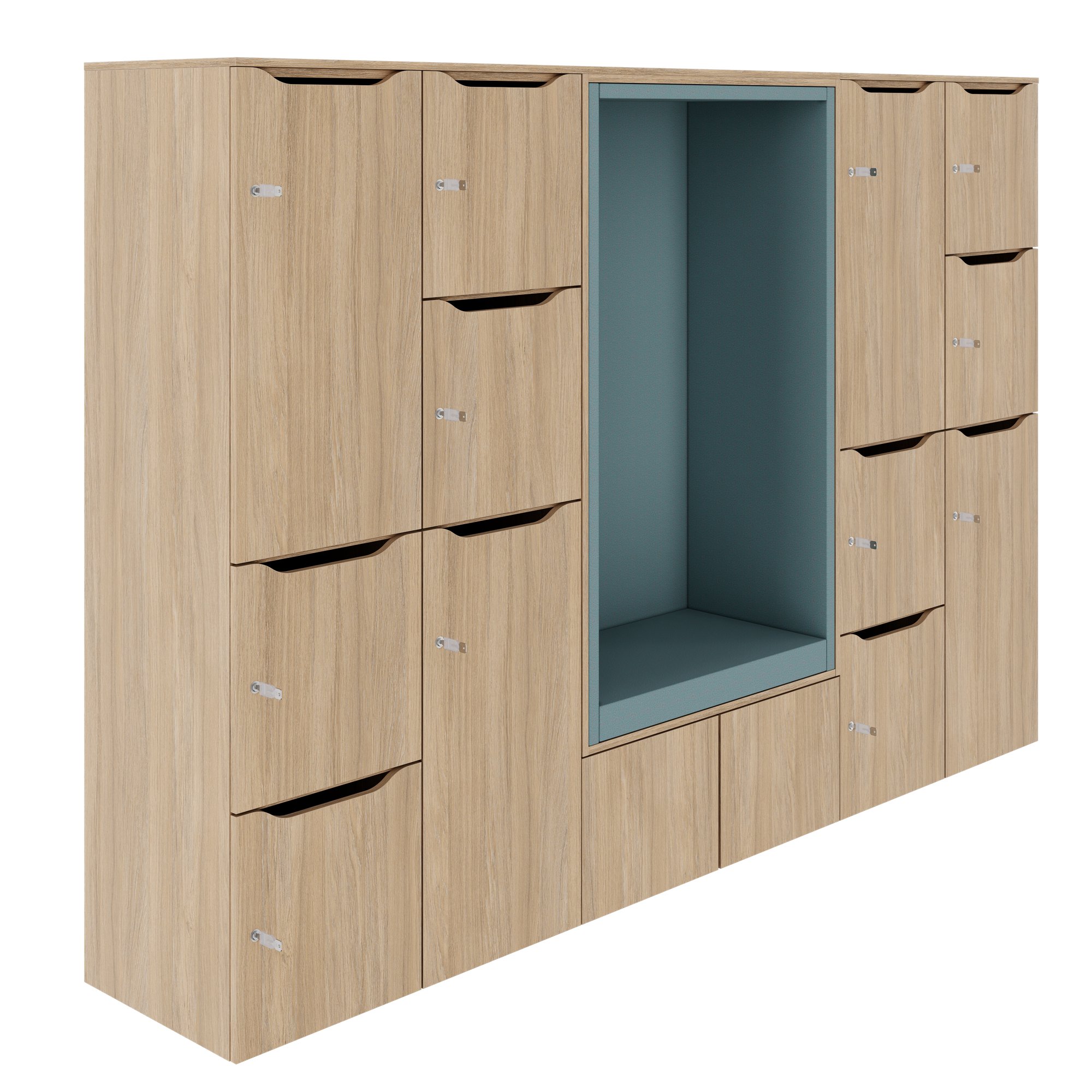 CHOICE Spind | 2706 x 1836 mm, 12 Schliessfächer, Sitznische, Bernsteineiche - 1 Main Image