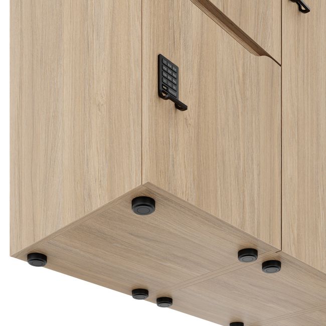 CHOICE Spind | 2706 x 1836 mm, 12 Schließfächer, Sitznische, Bernsteineiche