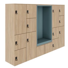 CHOICE Spind | 2706 x 1836 mm, 12 Schließfächer, Sitznische, Bernsteineiche