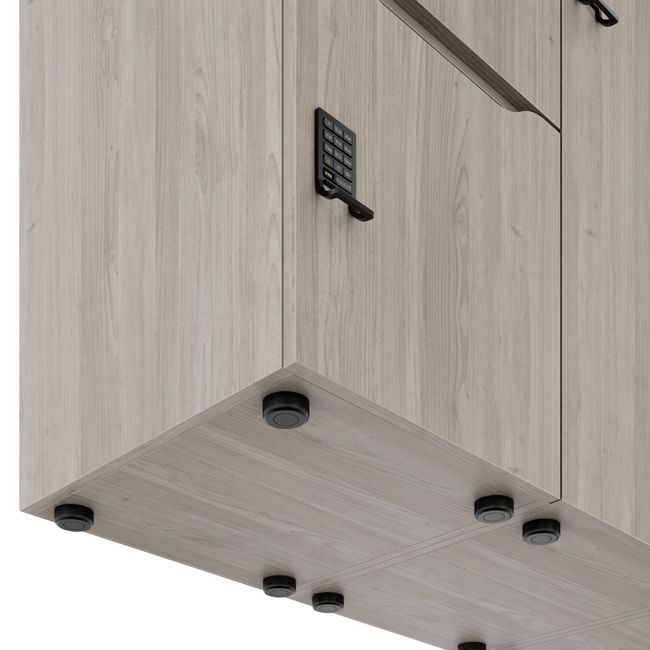 CHOICE Spind | 2706 x 1836 mm, 12 Schließfächer, Sitznische, Nordeiche grau