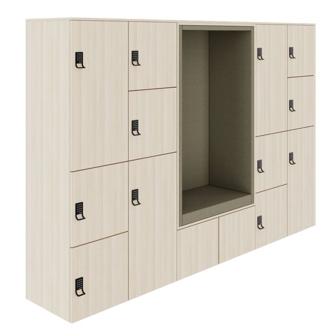 CHOICE Spind | 2706 x 1836 mm, 12 Schließfächer, Sitznische, Sandesche