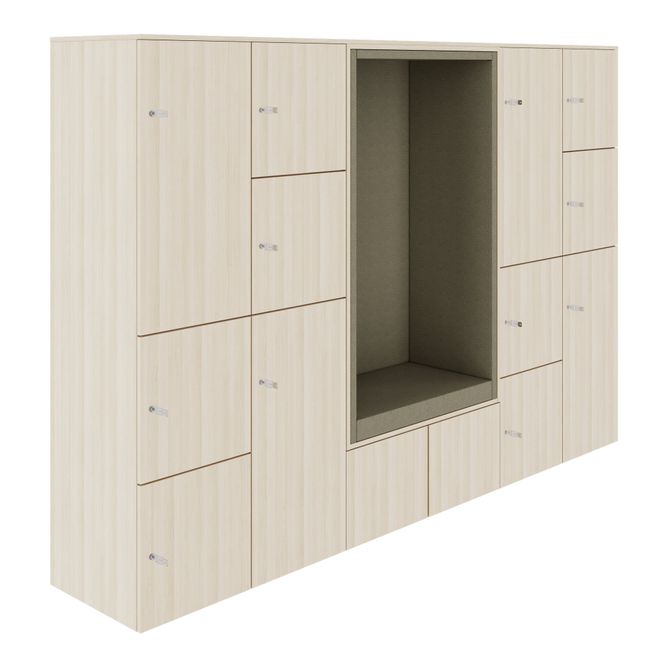 CHOICE Spind | 2706 x 1836 mm, 12 Schließfächer, Sitznische, Sandesche