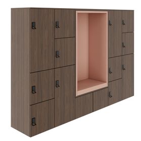 CHOICE Spind | 2706 x 1836 mm, 12 Schließfächer, Sitznische, Nussbaum