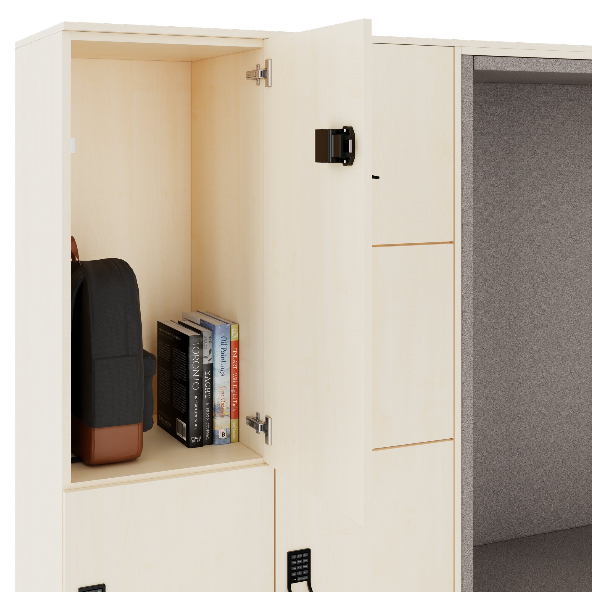 CHOICE Spind | 2706 x 1836 mm, 12 Schliessfächer, Sitznische, Ahorn - 4 Main Image