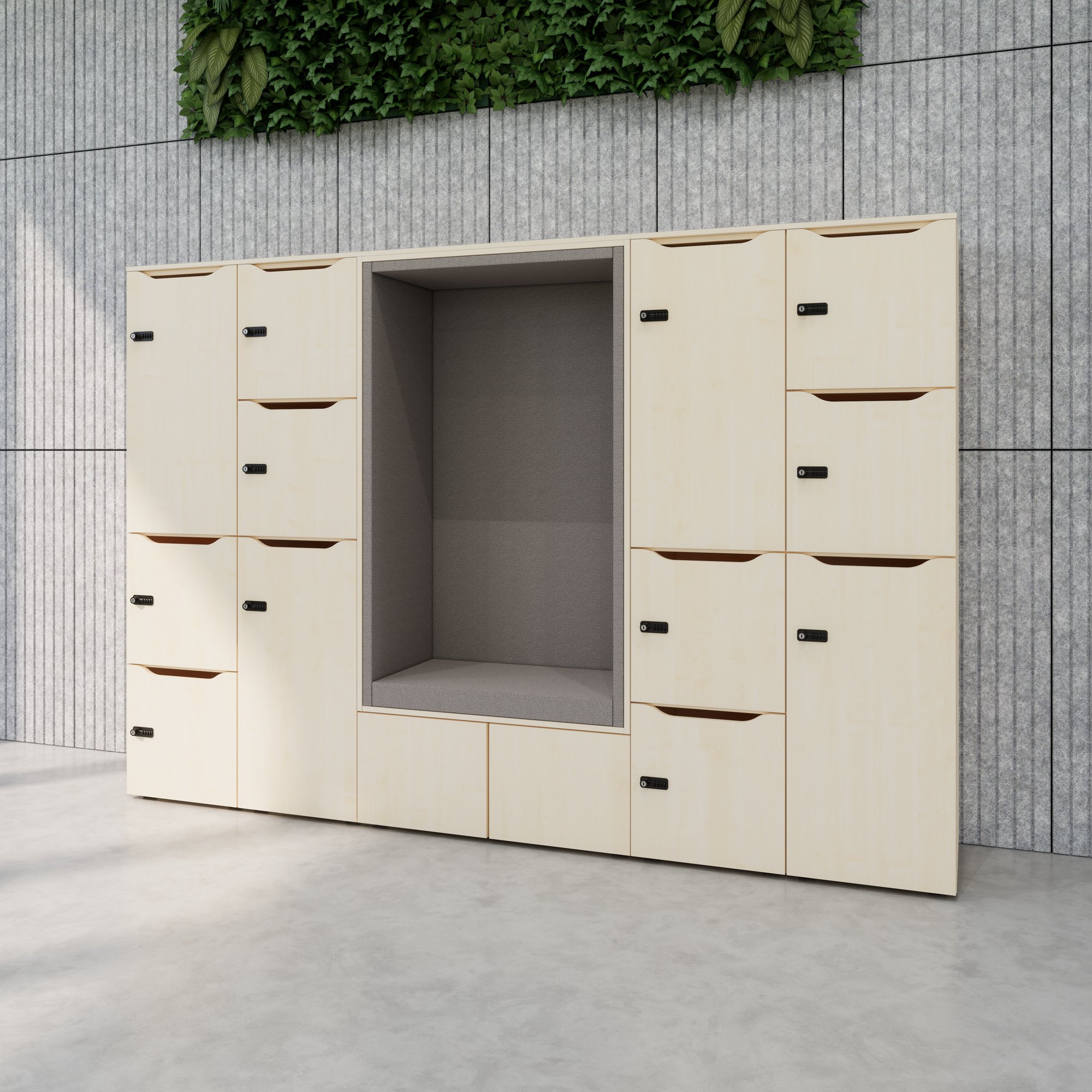 CHOICE Spind | 2706 x 1836 mm, 12 Schliessfächer, Sitznische, Ahorn - 8 Main Image