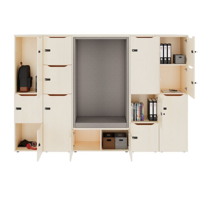 CHOICE Spind | 2706 x 1836 mm, 12 Schließfächer, Sitznische, Ahorn