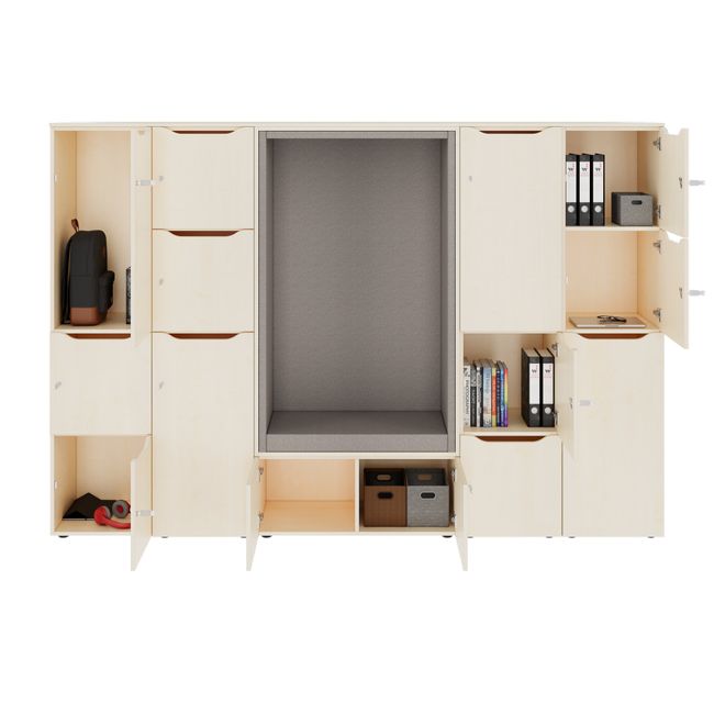 CHOICE Spind | 2706 x 1836 mm, 12 Schließfächer, Sitznische, Ahorn