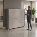 ARCOSIA Highboard | 1515 x 1515 mm, Schubladen mit Push-to-Open