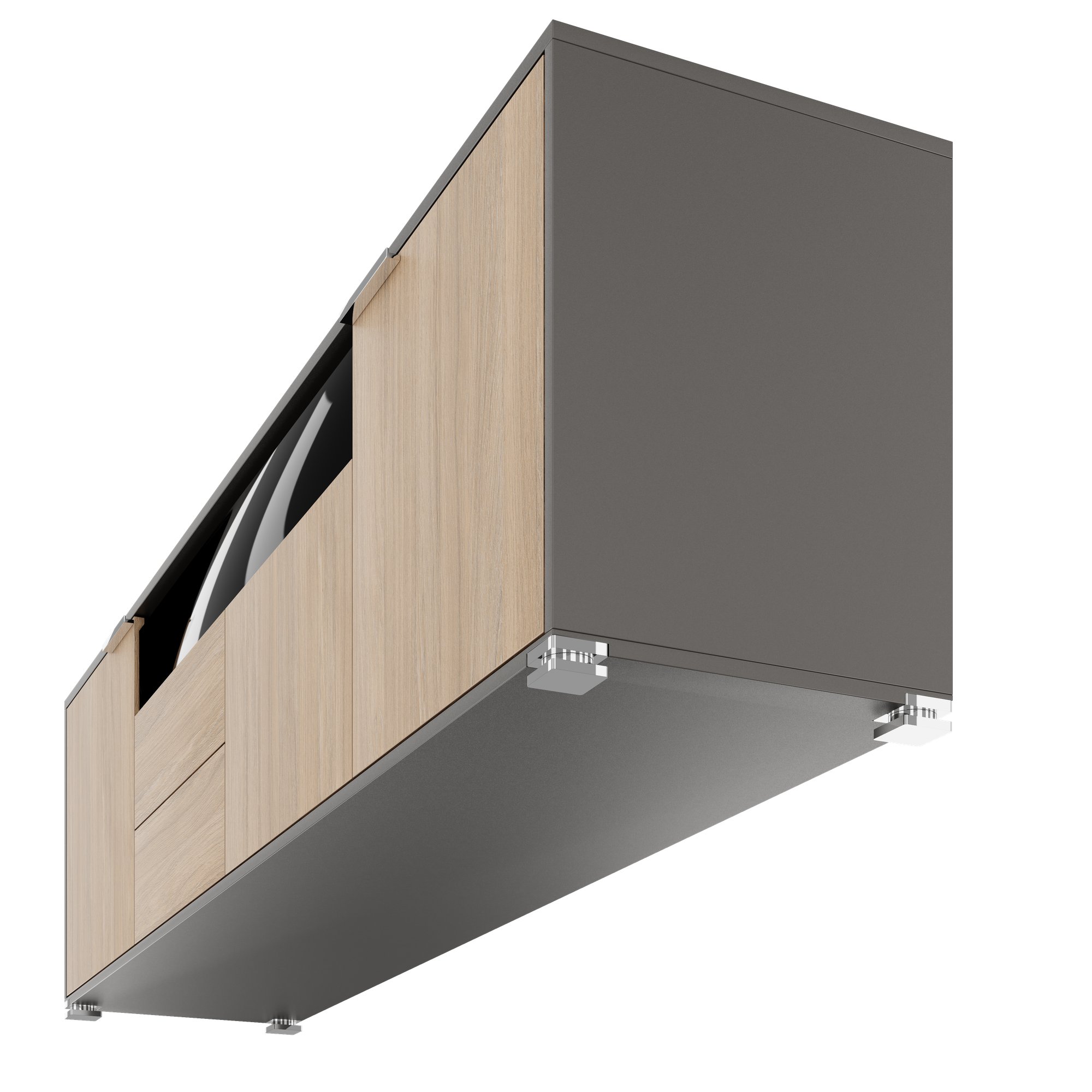 Buffet ARCOSIA | 2215 x 615 mm, tiroir avec façade en verre, système d'ouverture par pression - 7 Main Image