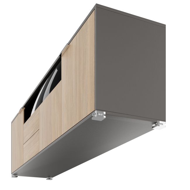 ARCOSIA Sideboard | 2215 x 615 mm, Schublade mit Glasfront, Push-to-Openpen