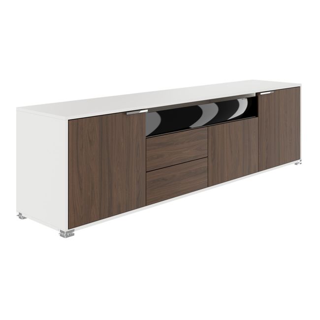 ARCOSIA Sideboard | 2215 x 615 mm, Schublade mit Glasfront, Push-to-Openpen