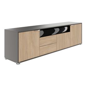 ARCOSIA Sideboard | 2215 x 615 mm, Schublade mit Glasfront, Push-to-Openpen