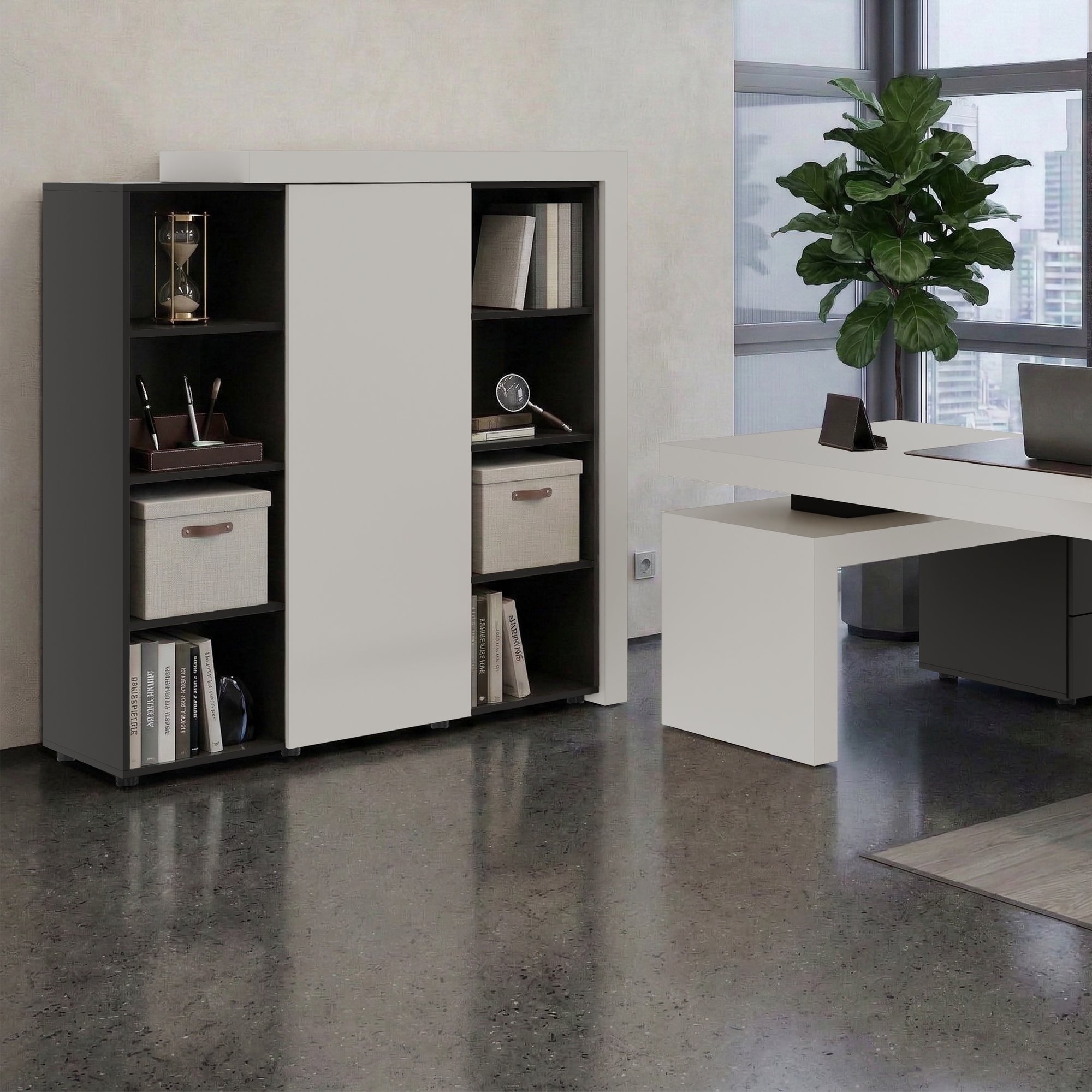 ATICA Combination Cabinet | 1530 x 1520 mm, push-to-open door, top panel, clothes rod - 2 Main Image