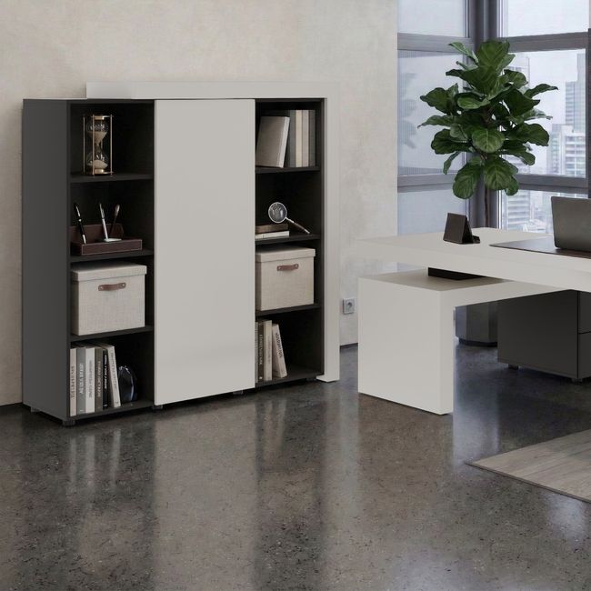 ATICA Kombischrank | 1530 x 1520 mm, Tür mit Push-to-Open, Deckplatte, Kleiderstange