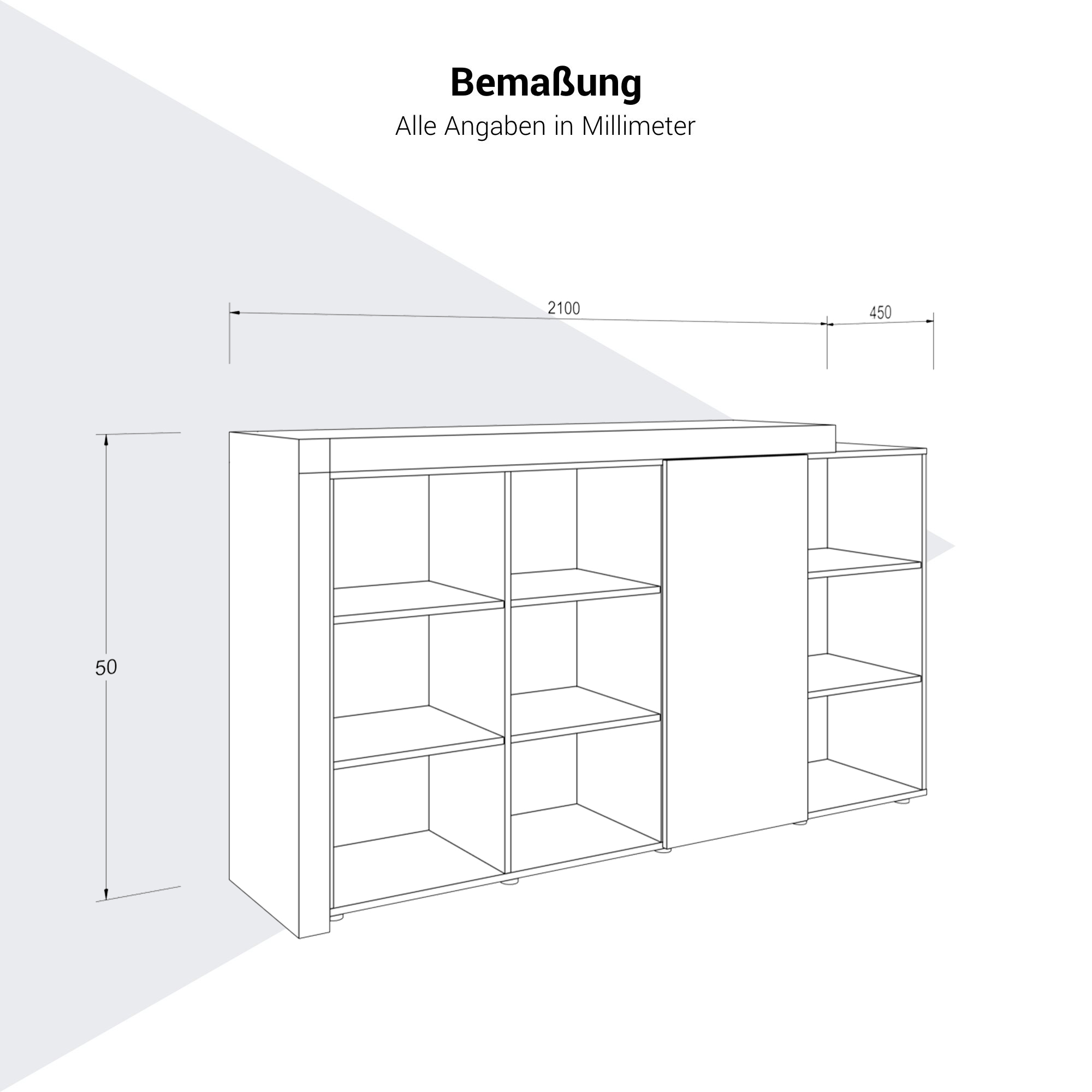 ATICA Combination Cabinet | 2100 x 750 mm, door with push-to-open mechanism, top panel - 7 Main Image